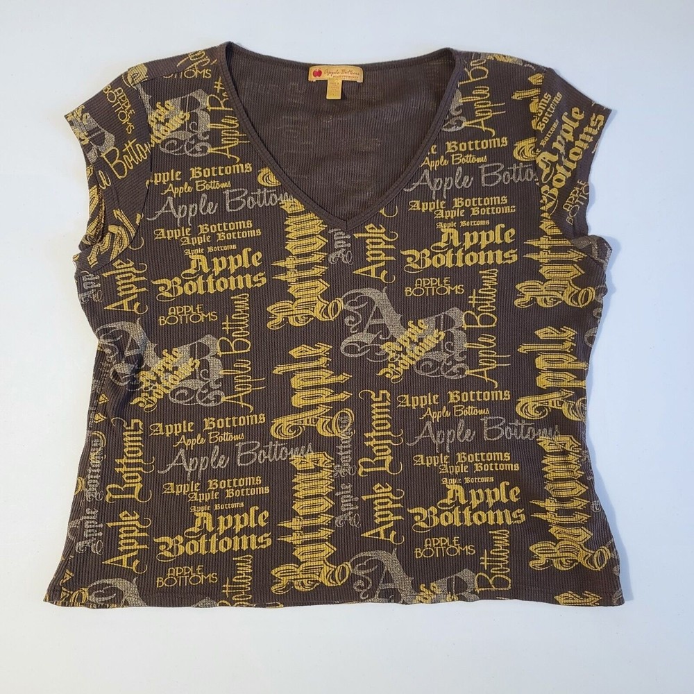 Vintage Apple Bottom Jeans Top Women's Plus Size 1 Brown Gold